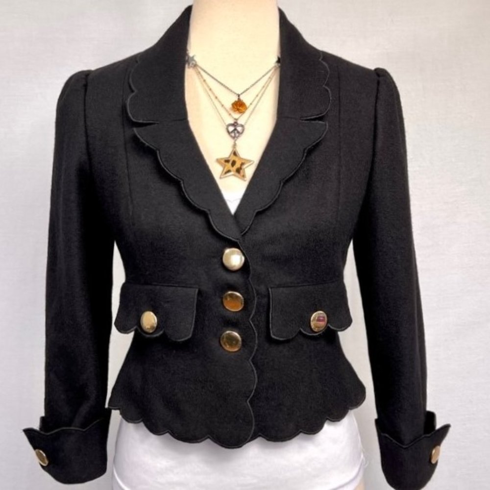 Betsey Johnson Scalloped 3 Button Jacket Sz 4 EUC
